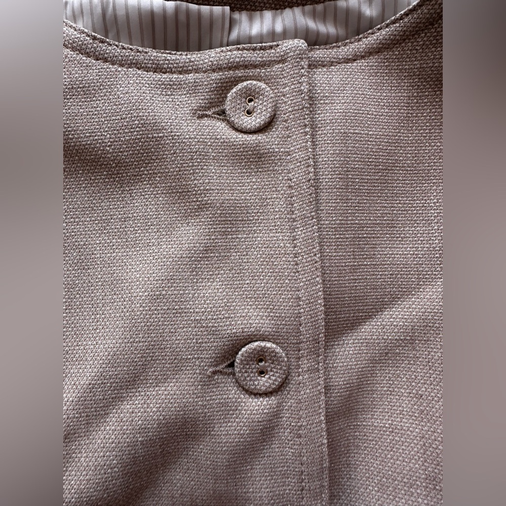Maison d’Amélie Paris Tailored Vest Beige Linen Blend Peplum Waistcoat Elegant - Picture 3 of 7